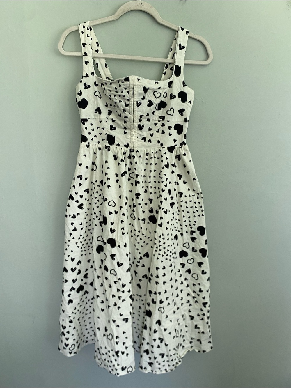 Avec Les Filles Women’s White Midi Dress with Black Heart Print Size 6 - Picture 4 of 11